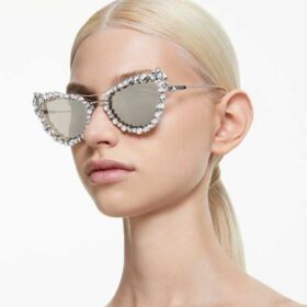 2-in-1-Clip-On-Sonnenbrille, auffälliges Design, Cat-Eye-Form, Sk7011, weiss