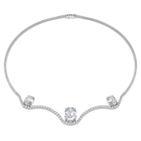 Achteckige Halskette mit im Labor gezüchteten Diamanten, 19.90 Ct Tw, achteckige Form, 18K Weissgold Achteckige Halskette mit im Labor gezüchteten Diamanten, 19.90 Ct Tw, achteckige Form, 18K Weissgold
