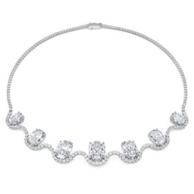 Achteckige Halskette mit im Labor gezüchteten Diamanten, 37.70 Ct Tw, achteckige Form, 18K Weissgold Achteckige Halskette mit im Labor gezüchteten Diamanten, 37.70 Ct Tw, achteckige Form, 18K Weissgold