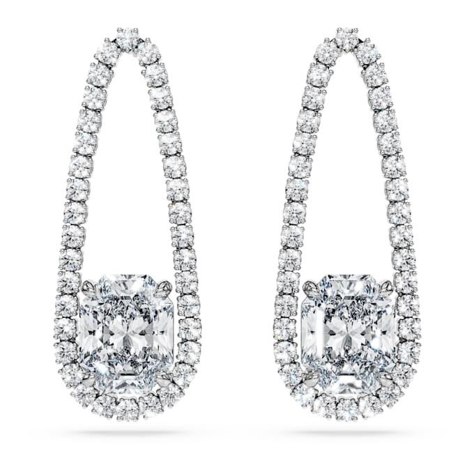 Achteckige Tennis-Ohrringe mit im Labor gezüchteten Diamanten, 7.95 Ct insgesamt, gemischte Formen, 18K Weissgold Achteckige Tennis-Ohrringe mit im Labor gezüchteten Diamanten, 7.95 Ct insgesamt, gemischte Formen, 18K Weissgold