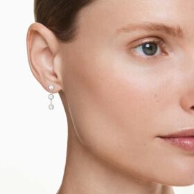 Achteckige Tropf-Ohrringe mit im Labor gezüchteten Diamanten, 0.6 Ct Tw, runde Form, Sterlingsilber Achteckige Tropf-Ohrringe mit im Labor gezüchteten Diamanten, 0.6 Ct Tw, runde Form, Sterlingsilber