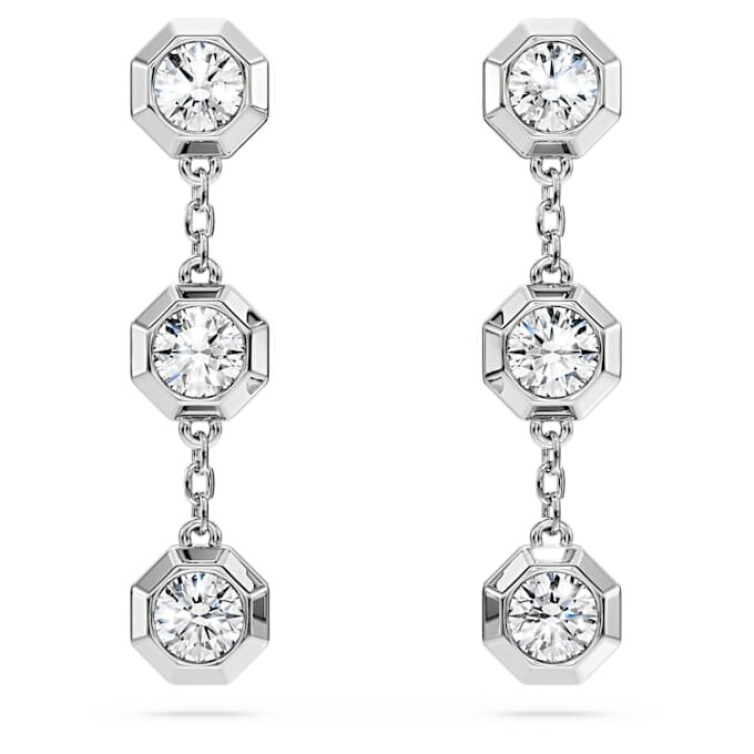 Achteckige Tropf-Ohrringe mit im Labor gezüchteten Diamanten, 0.6 Ct Tw, runde Form, Sterlingsilber Achteckige Tropf-Ohrringe mit im Labor gezüchteten Diamanten, 0.6 Ct Tw, runde Form, Sterlingsilber