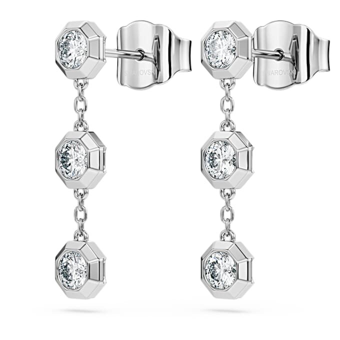 Achteckige Tropf-Ohrringe mit im Labor gezüchteten Diamanten, 0.6 Ct Tw, runde Form, Sterlingsilber Achteckige Tropf-Ohrringe mit im Labor gezüchteten Diamanten, 0.6 Ct Tw, runde Form, Sterlingsilber