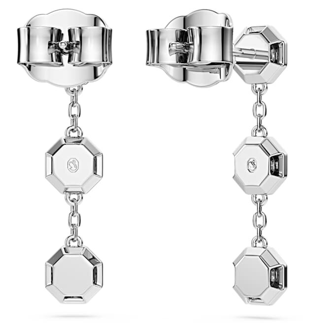 Achteckige Tropf-Ohrringe mit im Labor gezüchteten Diamanten, 0.6 Ct Tw, runde Form, Sterlingsilber Achteckige Tropf-Ohrringe mit im Labor gezüchteten Diamanten, 0.6 Ct Tw, runde Form, Sterlingsilber
