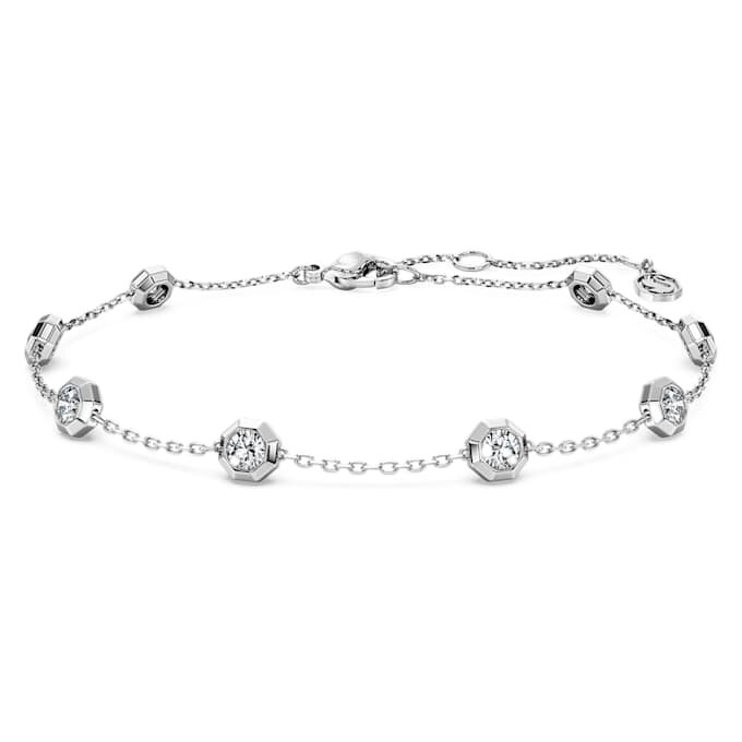 Achtkant-Armband mit im Labor gezüchteten Diamanten, 0.8 Ct Tw, runde Form, Sterlingsilber Achtkant-Armband mit im Labor gezüchteten Diamanten, 0.8 Ct Tw, runde Form, Sterlingsilber