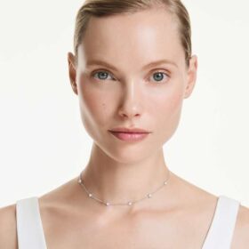Achtkant-Halskette mit im Labor gezüchteten Diamanten, 0.7 Ct Tw, runde Form, Sterlingsilber Achtkant-Halskette mit im Labor gezüchteten Diamanten, 0.7 Ct Tw, runde Form, Sterlingsilber