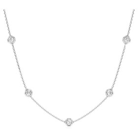 Achtkant-Halskette mit im Labor gezüchteten Diamanten, 0.7 Ct Tw, runde Form, Sterlingsilber Achtkant-Halskette mit im Labor gezüchteten Diamanten, 0.7 Ct Tw, runde Form, Sterlingsilber