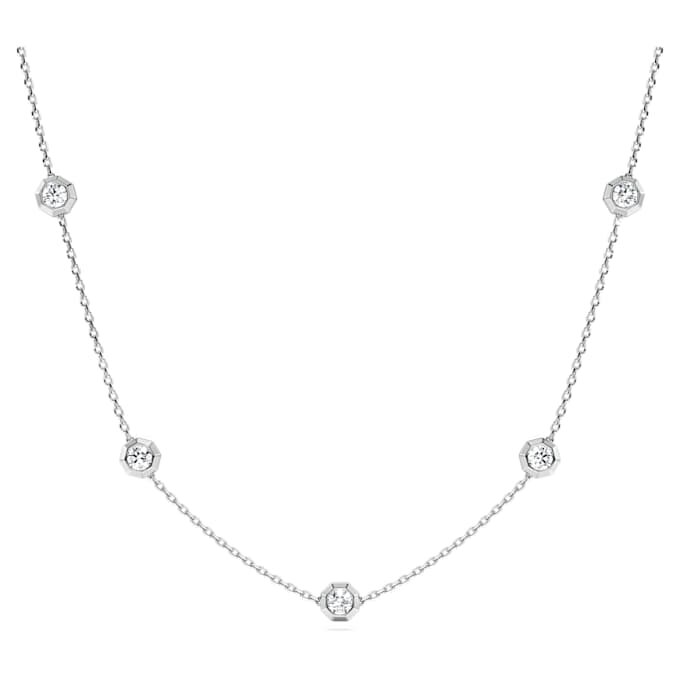 Achtkant-Halskette mit im Labor gezüchteten Diamanten, 0.7 Ct Tw, runde Form, Sterlingsilber Achtkant-Halskette mit im Labor gezüchteten Diamanten, 0.7 Ct Tw, runde Form, Sterlingsilber