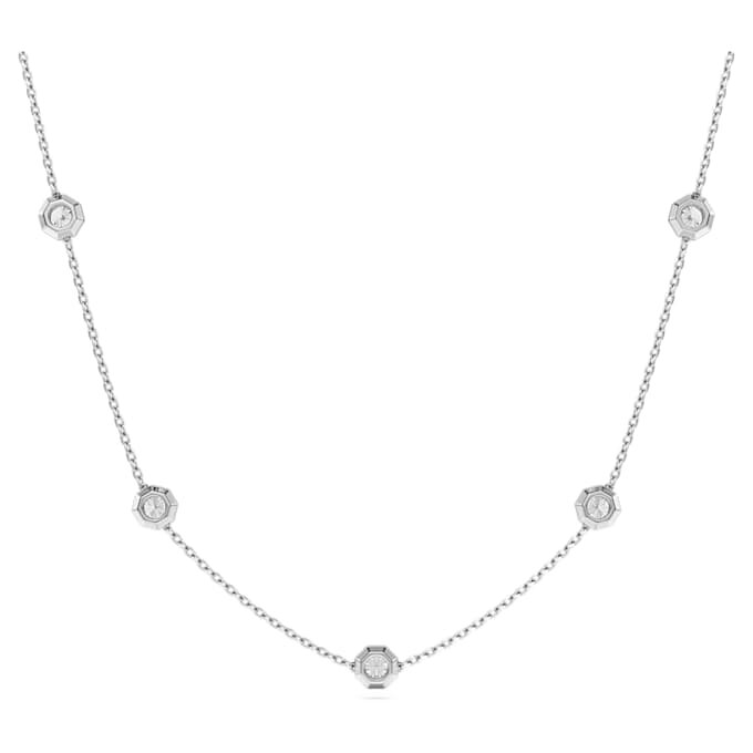 Achtkant-Halskette mit im Labor gezüchteten Diamanten, 0.7 Ct Tw, runde Form, Sterlingsilber Achtkant-Halskette mit im Labor gezüchteten Diamanten, 0.7 Ct Tw, runde Form, Sterlingsilber