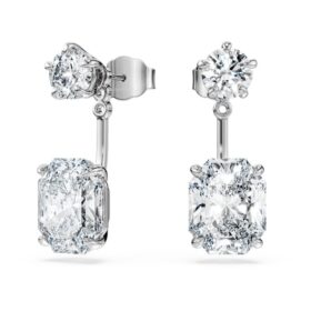 Achtkant-Ohrringe mit im Labor gezüchteten Diamanten, 9.65 Ct insgesamt, gemischte Formen, 18K Weissgold Achtkant-Ohrringe mit im Labor gezüchteten Diamanten, 9.65 Ct insgesamt, gemischte Formen, 18K Weissgold