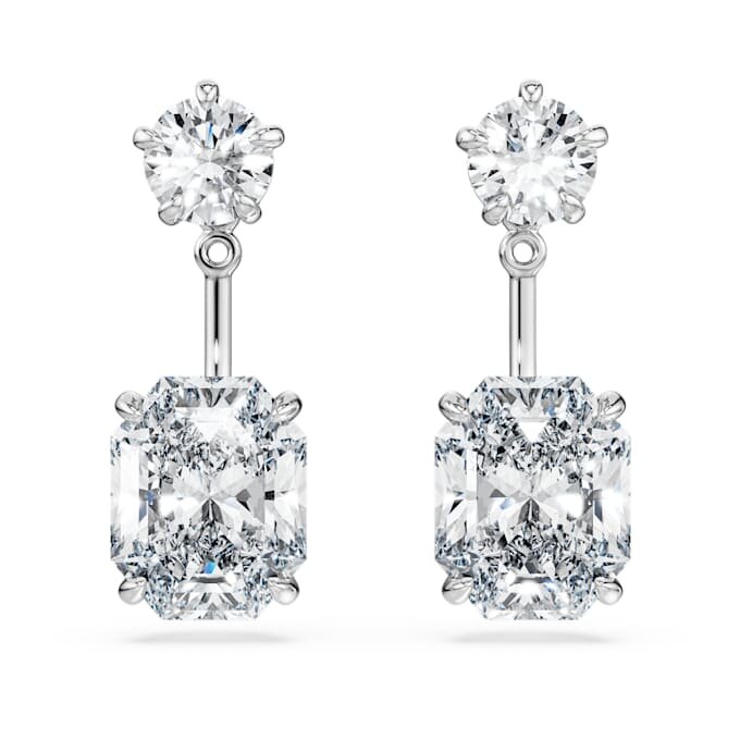 Achtkant-Ohrringe mit im Labor gezüchteten Diamanten, 9.65 Ct insgesamt, gemischte Formen, 18K Weissgold Achtkant-Ohrringe mit im Labor gezüchteten Diamanten, 9.65 Ct insgesamt, gemischte Formen, 18K Weissgold