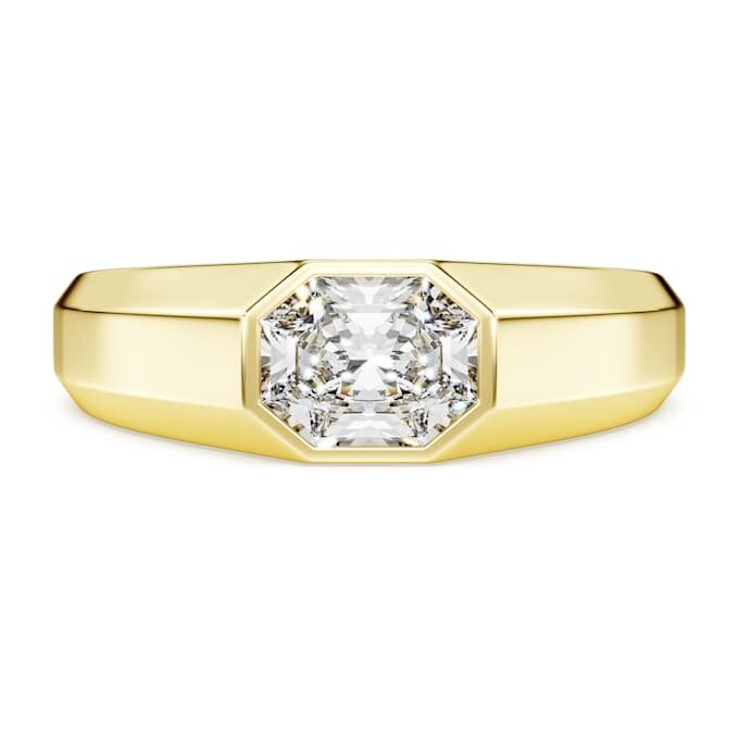 Achtkant-Ring mit im Labor gezüchteten Diamanten, 1.0 Ct insgesamt, achteckige Form, 14K Gelbgold Achtkant-Ring mit im Labor gezüchteten Diamanten, 1.0 Ct insgesamt, achteckige Form, 14K Gelbgold
