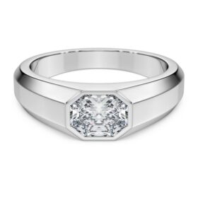Achtkant-Ring mit im Labor gezüchteten Diamanten, 1.0 Ct Tw, achteckige Form, 14K Weissgold