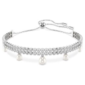 Ariana Grande X Swarovski Armband Crystal Pearl, Rundschliff, weiss, rhodiniert