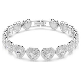 Ariana Grande X Swarovski-Armband mit gemischten Schliffen, Herz, weiss, rhodiniert