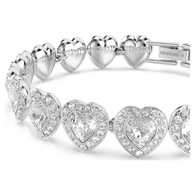 Ariana Grande X Swarovski-Armband mit gemischten Schliffen, Herz, weiss, rhodiniert Ariana Grande X Swarovski-Armband mit gemischten Schliffen, Herz, weiss, rhodiniert