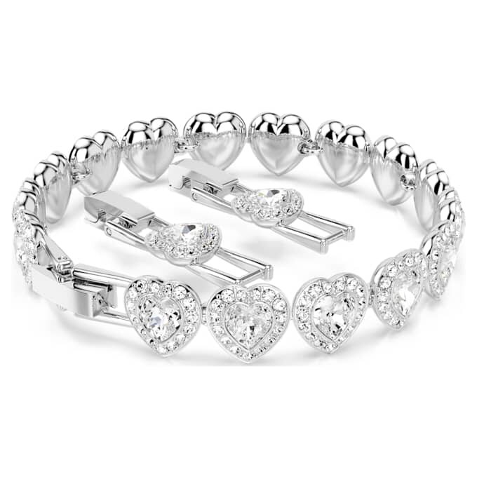 Ariana Grande X Swarovski-Armband mit gemischten Schliffen, Herz, weiss, rhodiniert Ariana Grande X Swarovski-Armband mit gemischten Schliffen, Herz, weiss, rhodiniert