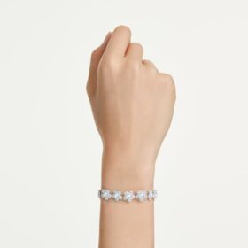 Ariana Grande X Swarovski Armband, Rundschliff, Blume, Weiss, rhodiniert