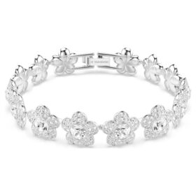 Ariana Grande X Swarovski Armband, Rundschliff, Blume, Weiss, rhodiniert