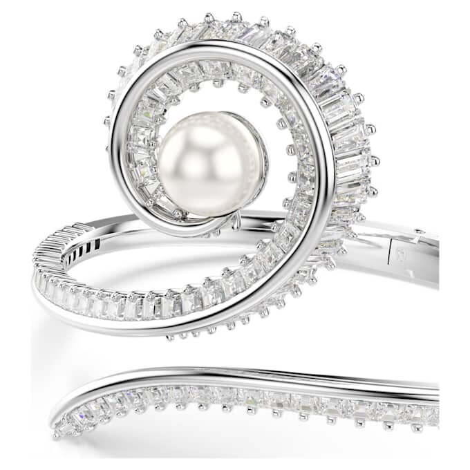 Ariana Grande X Swarovski Armreif mit Kristallperle, Baguette-Schliff, weiss, rhodiniert Ariana Grande X Swarovski Armreif mit Kristallperle, Baguette-Schliff, weiss, rhodiniert