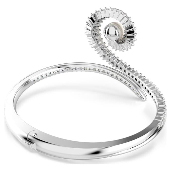 Ariana Grande X Swarovski Armreif mit Kristallperle, Baguette-Schliff, weiss, rhodiniert Ariana Grande X Swarovski Armreif mit Kristallperle, Baguette-Schliff, weiss, rhodiniert