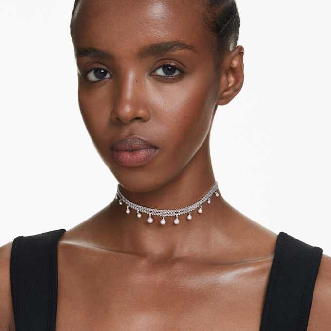 Ariana Grande X Swarovski Choker Kristallperle, runder Schliff, weiss, rhodiniert Ariana Grande X Swarovski Choker Kristallperle, runder Schliff, weiss, rhodiniert