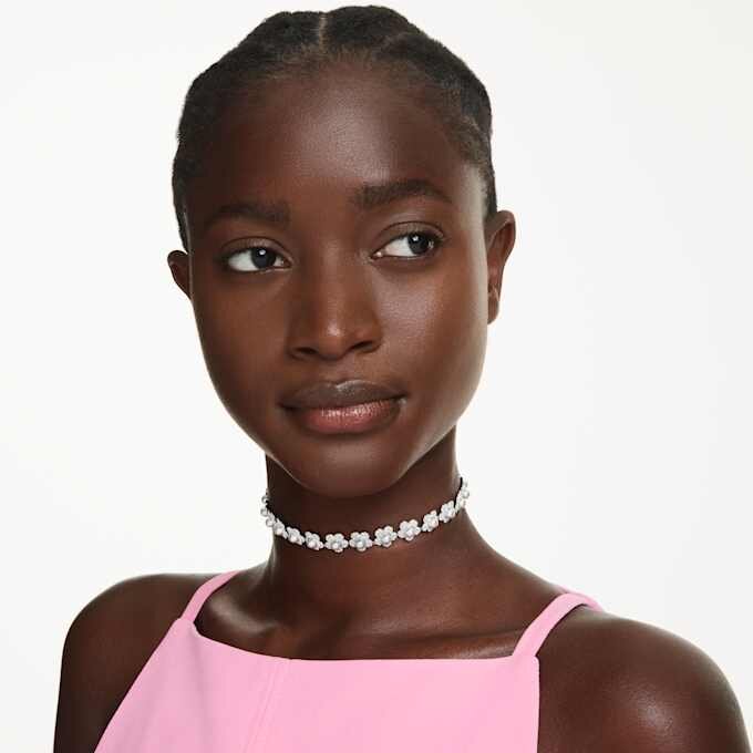 Ariana Grande X Swarovski Choker Kristallperle, runder Schliff, weiss, rhodiniert Ariana Grande X Swarovski Choker Kristallperle, runder Schliff, weiss, rhodiniert