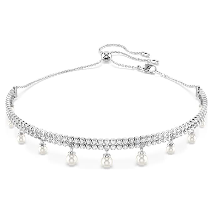 Ariana Grande X Swarovski Choker Kristallperle, runder Schliff, weiss, rhodiniert Ariana Grande X Swarovski Choker Kristallperle, runder Schliff, weiss, rhodiniert