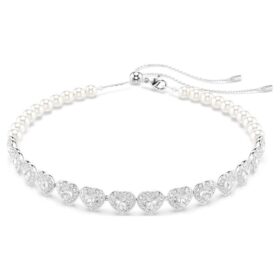 Ariana Grande X Swarovski Choker mit gemischten Schliffarten, Kristallperlen, Herz, weiss, rhodiniert Ariana Grande X Swarovski Choker mit gemischten Schliffarten, Kristallperlen, Herz, weiss, rhodiniert