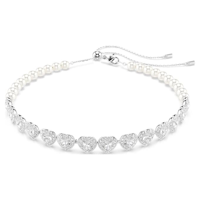 Ariana Grande X Swarovski Choker mit gemischten Schliffarten, Kristallperlen, Herz, weiss, rhodiniert Ariana Grande X Swarovski Choker mit gemischten Schliffarten, Kristallperlen, Herz, weiss, rhodiniert