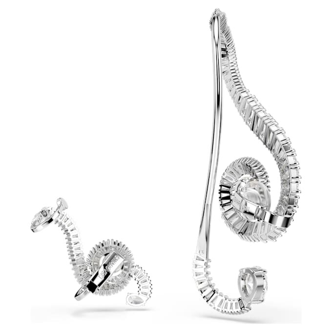 Ariana Grande X Swarovski Clip-Ohrringe, asymmetrisches Design, Kristallperle, Baguette-Schliff, weiss, rhodiniert Ariana Grande X Swarovski Clip-Ohrringe, asymmetrisches Design, Kristallperle, Baguette-Schliff, weiss, rhodiniert