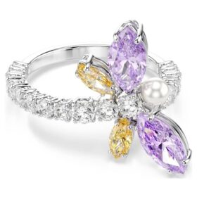 Ariana Grande X Swarovski Motivring mit gemischten Schliffen, Libelle, mehrfarbig, rhodiniert