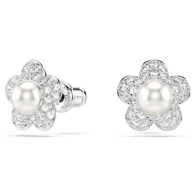 Ariana Grande X Swarovski Ohrringe Kristallperle, Rundschliff, Blume, Weiss, rhodiniert Ariana Grande X Swarovski Ohrringe Kristallperle, Rundschliff, Blume, Weiss, rhodiniert