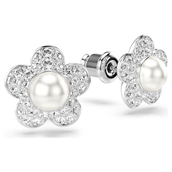 Ariana Grande X Swarovski Ohrringe Kristallperle, Rundschliff, Blume, Weiss, rhodiniert Ariana Grande X Swarovski Ohrringe Kristallperle, Rundschliff, Blume, Weiss, rhodiniert