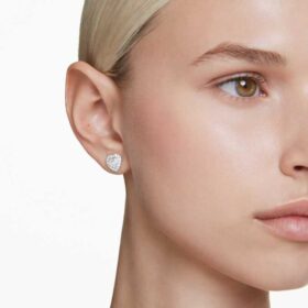 Ariana Grande X Swarovski Ohrringe mit gemischten Schliffen, Herz, weiss, rhodiniert