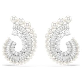 Ariana Grande X Swarovski Ohrringe mit Kristallperle, gemischte Schliffe, weiss, rhodiniert