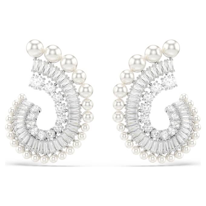 Ariana Grande X Swarovski Ohrringe mit Kristallperle, gemischte Schliffe, weiss, rhodiniert Ariana Grande X Swarovski Ohrringe mit Kristallperle, gemischte Schliffe, weiss, rhodiniert