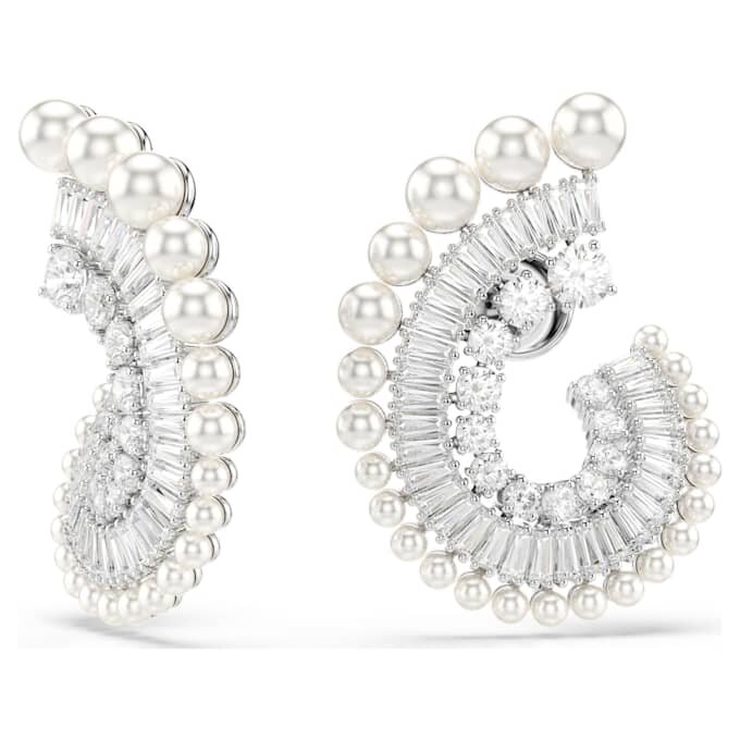 Ariana Grande X Swarovski Ohrringe mit Kristallperle, gemischte Schliffe, weiss, rhodiniert Ariana Grande X Swarovski Ohrringe mit Kristallperle, gemischte Schliffe, weiss, rhodiniert