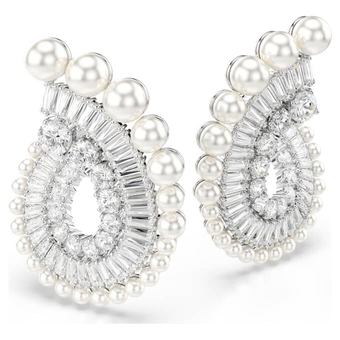 Ariana Grande X Swarovski Ohrringe mit Kristallperle, gemischte Schliffe, weiss, rhodiniert Ariana Grande X Swarovski Ohrringe mit Kristallperle, gemischte Schliffe, weiss, rhodiniert