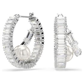 Ariana Grande X Swarovski Ohrringe mit Kristallperlen, Baguette-Schliff, weiss, rhodiniert