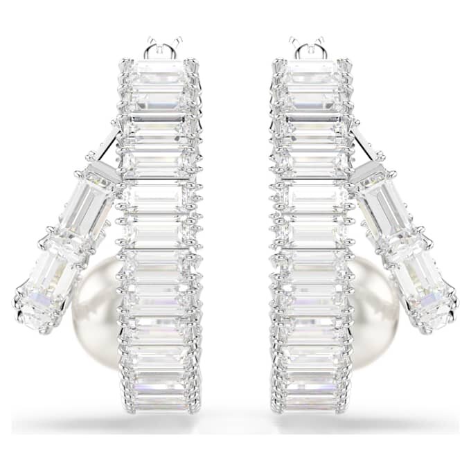 Ariana Grande X Swarovski Ohrringe mit Kristallperlen, Baguette-Schliff, weiss, rhodiniert Ariana Grande X Swarovski Ohrringe mit Kristallperlen, Baguette-Schliff, weiss, rhodiniert