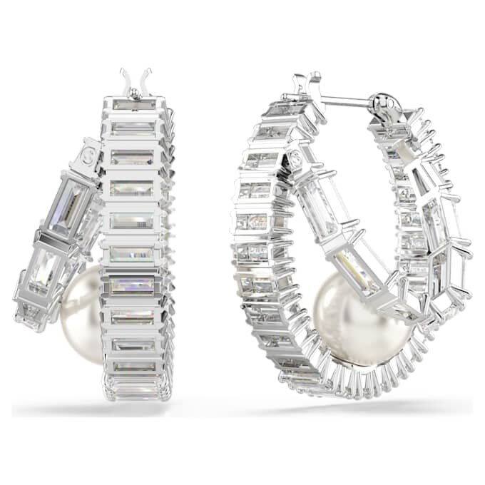 Ariana Grande X Swarovski Ohrringe mit Kristallperlen, Baguette-Schliff, weiss, rhodiniert Ariana Grande X Swarovski Ohrringe mit Kristallperlen, Baguette-Schliff, weiss, rhodiniert