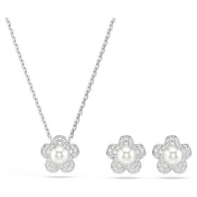 Ariana Grande X Swarovski Set Kristallperle, Rundschliff, Blume, weiss, rhodiniert
