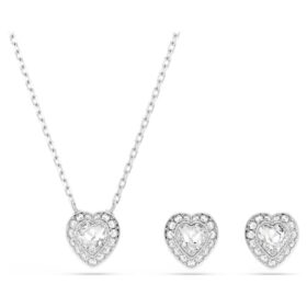 Ariana Grande X Swarovski Set mit gemischten Schliffen, Herz, weiss, rhodiniert