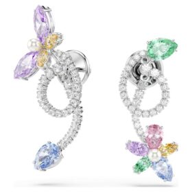 Ariana Grande X Swarovski Tropfenohrringe mit Ohrhülsen, gemischte Schliffe, Libelle, Blume, mehrfarbig, rhodiniert