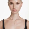 Ariana Grande X Swarovski Y Halskette mit gemischten Schliffen, Kristallperle, Herz, weiss, rhodiniert