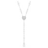 Ariana Grande X Swarovski Y Halskette mit gemischten Schliffen, Kristallperle, Herz, weiss, rhodiniert
