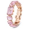 Armbanduhr mit achtkantigem Schliff, rosa, roségoldfarben