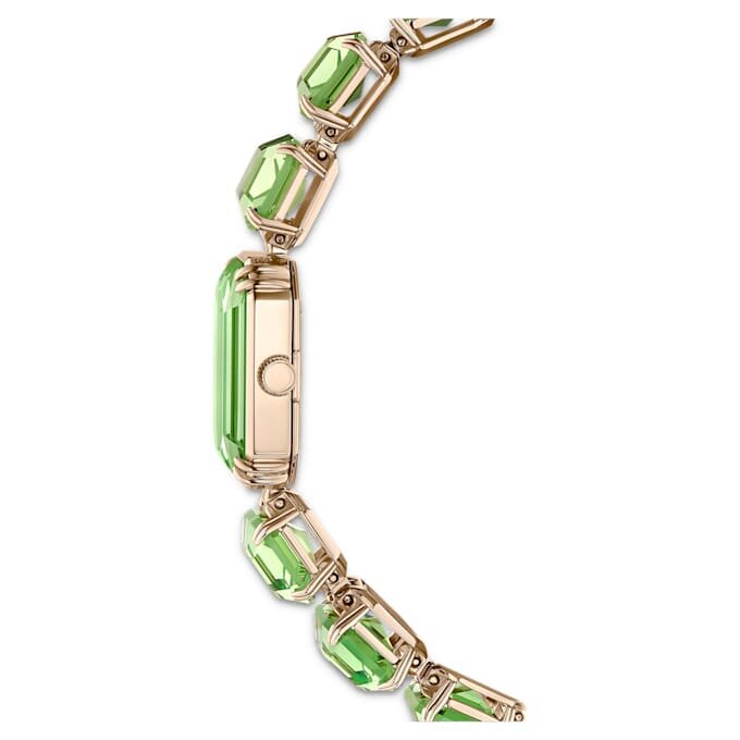 Armbanduhr mit achtkantigen Kristallen, grün, champagnerfarbene Goldoptik Armbanduhr mit achtkantigen Kristallen, grün, champagnerfarbene Goldoptik