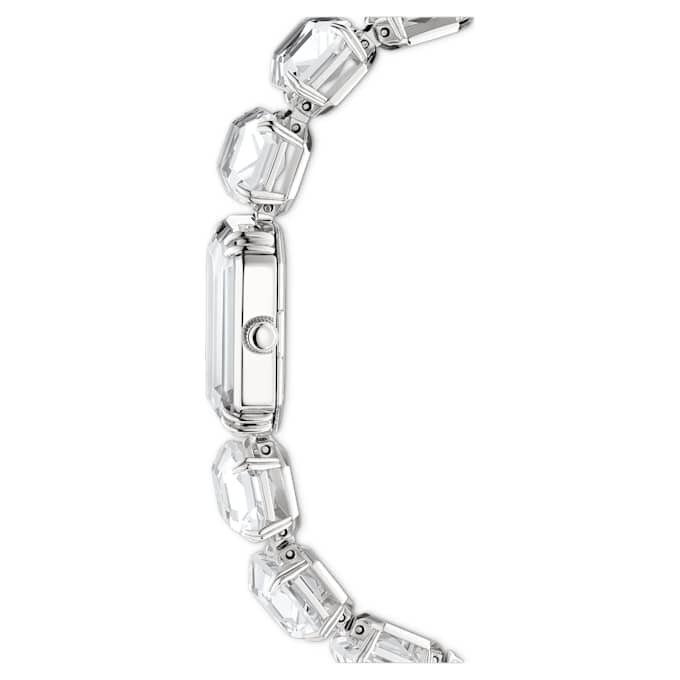 Armbanduhr mit achtkantigen Kristallen, weiss, Edelstahl Armbanduhr mit achtkantigen Kristallen, weiss, Edelstahl
